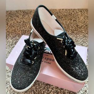 KEDS for Kate Spade  /  Black Sequin Tennis Shoe  /  Size 9.5